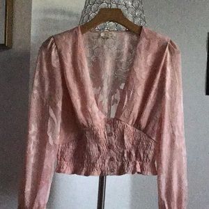 Light Pink sheer  top long sleeve🌸💓